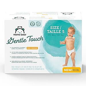 [S&S] $22.85: 4-Pack 33-Count Mama Bear Gentle Touch Diapers at Amazon