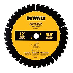 $21.50: DEWALT 12 in. 40T General Purpose Saw Blade (DWA11240) at Amazon