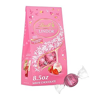 [S&S] $6.16: 8.5-Oz Lindt LINDOR Strawberries and Cream White Chocolate Candy Truffles at Amazon