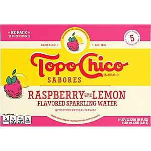 8-Pack 12-Oz Topo Chico Sabores Raspberry with Lemon Sparkling Water 7 for $27.65 w/ Subscribe & Save + Free Shipping