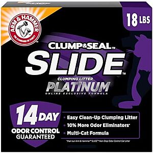 18-lbs. Arm Hammer SLIDE Platinum Multi-Cat Easy Clean-Up Clumping Cat Litter $10.05 w/ Subscribe & Save