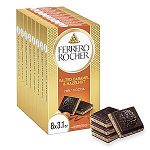 8-Pk 3.1-Oz Ferrero Rocher Dark Chocolate Hazelnut & Crunchy Salted Caramel Bars $16.20 + Free Shipping w/ Prime