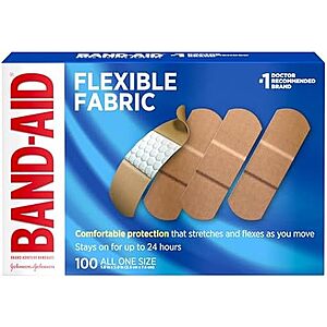 100-Count 3" x 1" Band-Aid Brand Flexible Fabric Adhesive Bandages $4.50 w/ Subscribe & Save