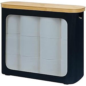 $10.49* | Rosos 9-12 Roll Toilet Paper Storage w/ Bamboo Lid at Amazon