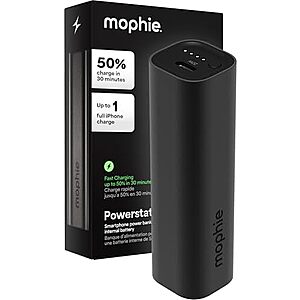$12.99* | 5,000mAh Mophie Powerstation Mini 20W USB-C PD Portable Power Bank (Black) at Amazon