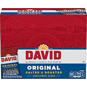 12-Pack 1.625-Oz DAVID Salted & Roasted Sunflower Seeds (Original) $4.15 w/ Subscribe & Save