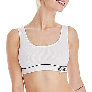 5.55* | Hanes Women's Originals Seamless Rib Crop Wireless Scoop Bralette at Amazon