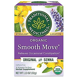 3.39 | 16-Count Traditional Medicinals Smooth Move,Helps Relieve Constipation Overnight at Amazon