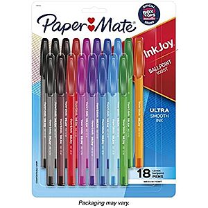 [S&S] $2.27 | 18-Count Paper Mate InkJoy 100ST Ballpoint Pens (Medium Point 1.0mm, Assorted) at Amazon (12.6￠ each)