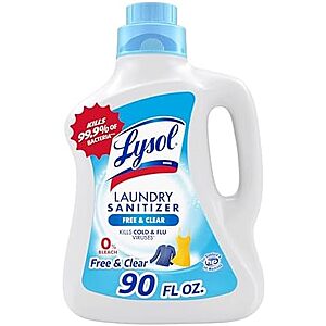 S&S,AC] $34.20* | 5 × 90-Oz Lysol Laundry Sanitizer (Free & Clear) ($6.84 each) at Amazon