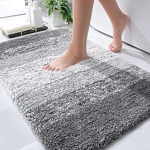30" x 20" OLANLY Extra Soft Microfiber Non-Slip Absorbent Bath Rug (Grey) $9 