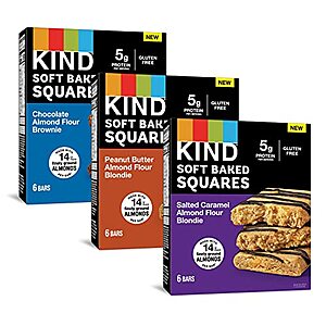 S&S,AC] $11.61 | 3-Pack 8.5-Oz KIND Soft Baked Squares (Variety Pack) at Amazon