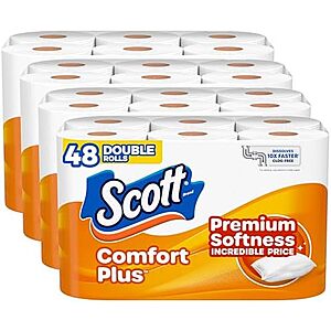 48-Pack 231-Sheets Scott ComfortPlus 1-Ply Toilet Paper Double Rolls $14.70 w/ Subscribe & Save