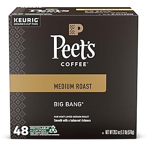 S&S,AC] $18.25* | 48-Count Peet's Coffee Medium Roast K-Cup Pods (Big Bang) at Amazon