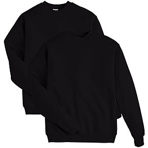 2-Pack Hanes Men's EcoSmart Fleece Pullover Crewneck Sweatshirts (Black) $9.20 