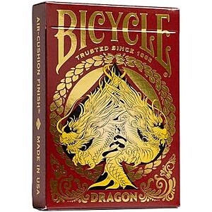 Bicycle Red Dragon Gold Foil Premium Playing Cards $7 