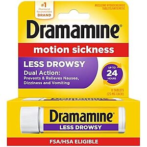 8-ct Dramamine Less Drowsy Motion Sickness Relief Tablets $2.25 w/ Subscribe & Save