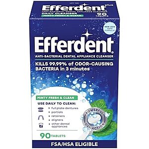 [S&S, AC] $3.88* | 90-Count Efferdent Denture Cleaner (Minty Fresh & Clean) at Amazon