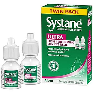 2-Pack 0.33-Oz Systane Ultra Lubricant Eye Drops $6.40 w/ Subscribe & Save