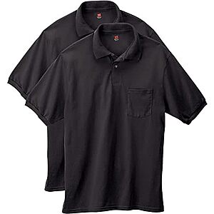 2-Pack Hanes Men's Short-Sleeve Jersey Pocket Polo Shirt (Various Colors) $9.85 