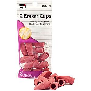 1.15 | 12-Pack Charles Leonard Pencil Eraser Caps,Pink at Amazon