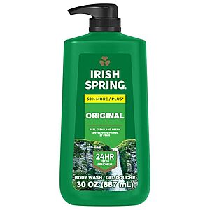 [S&S, AC] $4.64* | 30-Oz Irish Spring Men's Body Wash Pump Bottle (Original Clean) at Amazon