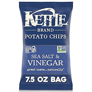 S&S,AC] $5.12 | 2 × 7.5-Oz Kettle Brand Potato Chips (Sea Salt and Vinegar) ($2.56 each) at Amazon