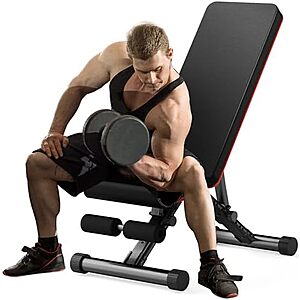 49.96* | Sweetcrispy Adjustable Weight Bench for Home Gym,Foldable Incline Workout Bench at Amazon