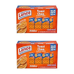 40-Pack 1.52-Oz Lance Sandwich Crackers (ToastChee Peanut Butter) $7.60 w/ Subscribe & Save