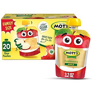 20-Count 3.2-Oz Mott’s Applesauce Pouches (Original Apple) $6.15 w/ Subscribe & Save