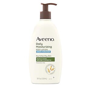 S&S,AC] $4.54* | 18-Oz Aveeno Sheer Hydration Daily Moisturizing Fragrance-Free Lotion at Amazon