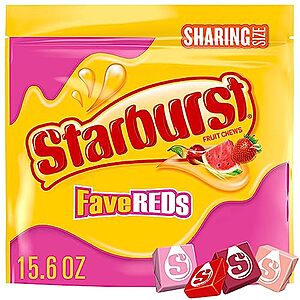 S&S,AC] $5.89* | 2 × 15.6-Oz Starburst FaveREDS Fruit Chews Chewy Candy ($2.95 each) at Amazon