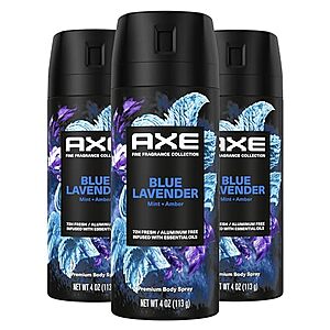 S&S,AC] $10.45* | 3-Pack 4-Oz AXE Deodorant Body Spray (Blue Lavender) at Amazon ($3.48 each