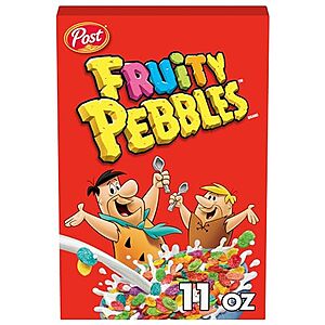 S&S,AC] $1.49* | 11-Oz Fruity Pebbles Gluten Free Sweetened Rice Breakfast Cereal at Amazon