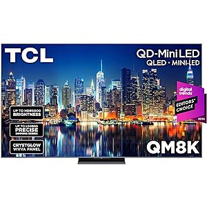 65" TCL QM8K Series QD-Mini LED 4K 144Hz Google Smart TV + 10% Back w/ Prime Card $998 + Free Shipping