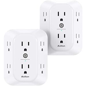Prime Members: 2-Pack Addtam 6-Outlet 1800J Surge Protector Wall Outlet Extender $11.40 + Free Shipping