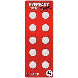 [S&S, AC] $3.59* | 10-Count Eveready CR2032 Lithium 3V Coin Batteries at Amazon (35.9￠ each)