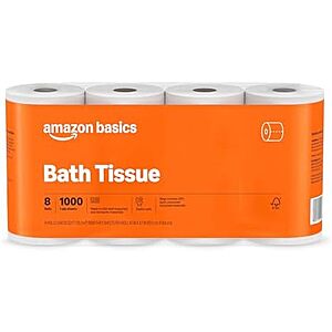 S&S] $5.25 | Amazon Basics 1000 Sheet 1-Ply Bath Tissue,8 Rolls at Amazon