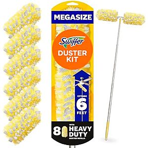 AC] $14.99 | Swiffer Duster Kit with 6 ft Super Extendable Handle,Heavy Duty Starter Kit with 8 Refills at Amazon