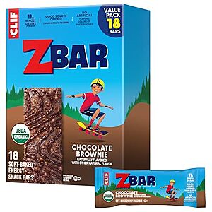 18-Pack 1.27-Oz Clif Kid ZBar Organic Soft Baked Snack Bars (Chocolate Brownie) $9.30 w/ Subscribe & Save