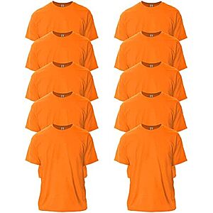 $22.28 | 10-Pack Gildan Adult Ultra Cotton T-Shirt, Style G2000 (Safety Orange) at Amazon