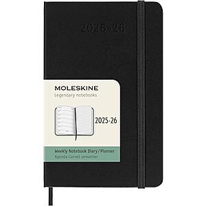 11.97 | Moleskine Classic 18 Month 2025-2026 Weekly Planner,Hard Cover,Pocket (3.5" x 5.5"),Black,208 pages at Amazon