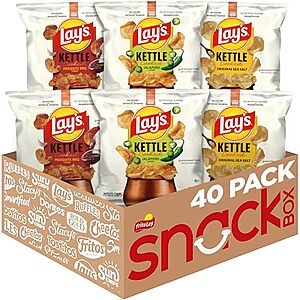 40-Pack 0.85-Oz Lay's Kettle Cooked Potato Chips (Variety Pack) $14.30 w/ Subscribe & Save