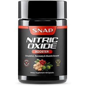 [S&S, AC] $13.75 | 60-Count Snap Supplements Nitric Oxide Supplement with L-Arginine at Amazon