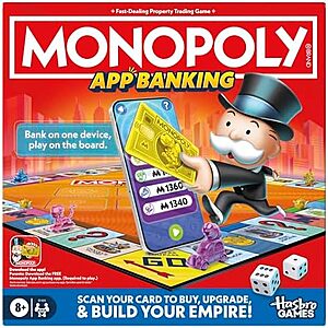 Select Accounts: Monopoly App Banking Board Game (2-6 Players, App Req'd) $5.50 
