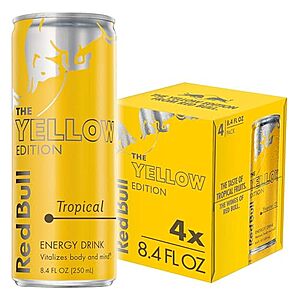 Select Accts: 4-Pack 8.4-Oz Red Bull Energy Drink (The Yellow Edition/Tropical) $4.45 w/ Subscribe & Save