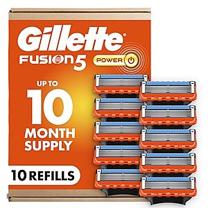 [SnS, AC, Prime] $19.49 | 10-Count Gillette Fusion5 Power Razor Blades for Men, 5-Blade Razor Refills at Amazon ($1.95 each)