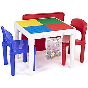 $29.25 | Humble Crew Kids Activity Table and 2 Chairs Set, White/Blue/Red at Amazon