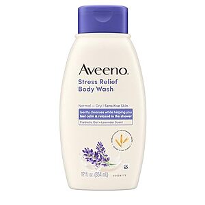 12-Oz Aveeno Stress Relief Body Wash w/ Prebiotic Oat (Lavender Scent) $5.20 w/ Subscribe & Save