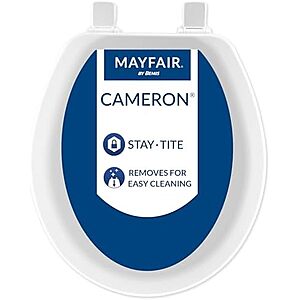 Mayfair Cameron Wood Toilet Seat (White, Round) $12